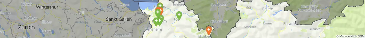Kartenansicht für Apotheken-Notdienste in der Nähe von Bizau (Bregenz, Vorarlberg)